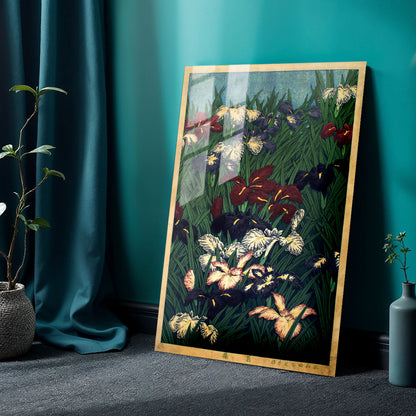 Flex Designs Metal Poster Irises Flowers by Kawase Hasui 24 x 36" Home Goods - Artist Artwork  Metal Poster