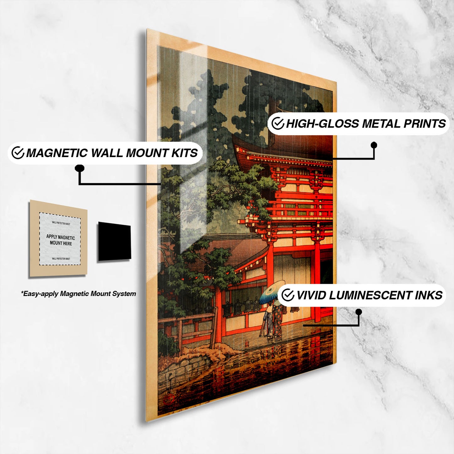 Flex Designs Metal Poster Kasuga Shrine in Nara by Kawase Hasui 16 x 24" Home Goods - Artist Artwork  Metal Poster