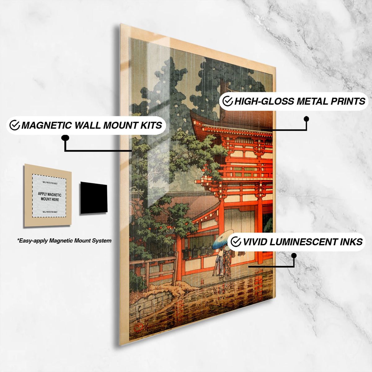 Flex Designs Metal Poster Kasuga Shrine in Nara by Kawase Hasui 16 x 24" Home Goods - Artist Artwork  Metal Poster