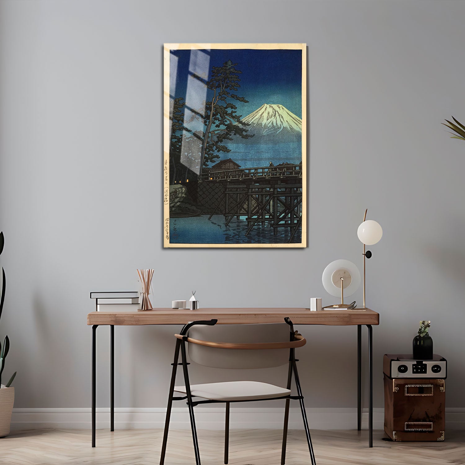 Flex Designs Metal Poster Mt Fuji Moonlight by Kawase Hasui 5 x 7" Home Goods - Artist Artwork  Metal Poster
