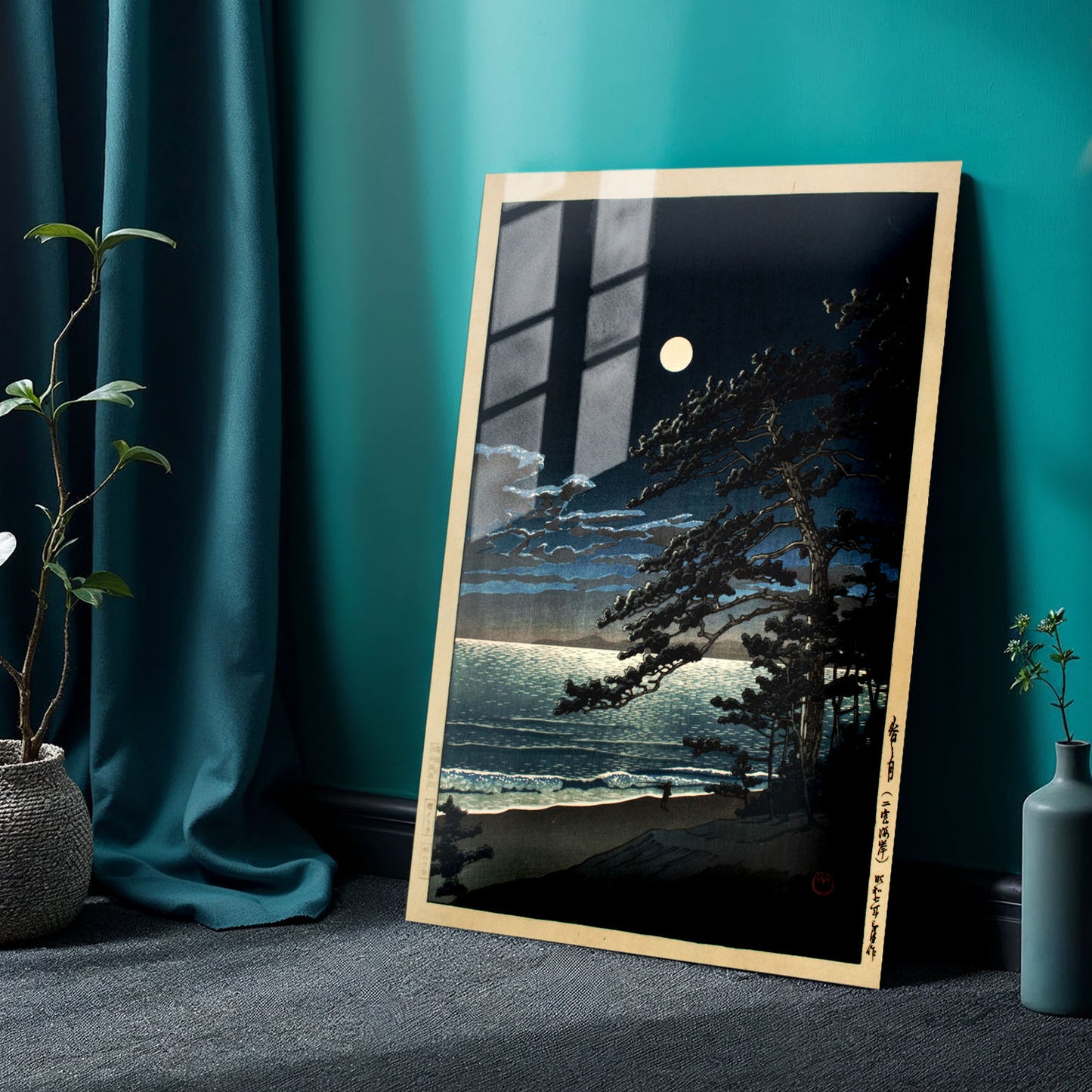 Flex Designs Metal Poster Spring Moon at Ninomiya Beach by Kawase Hasui 24 x 36" Home Goods - Artist Artwork  Metal Poster