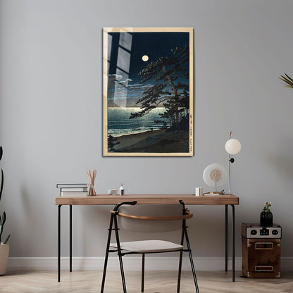 Flex Designs Metal Poster Spring Moon at Ninomiya Beach by Kawase Hasui 5 x 7" Home Goods - Artist Artwork  Metal Poster