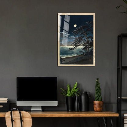 Flex Designs Metal Poster Spring Moon at Ninomiya Beach by Kawase Hasui 24 x 36" Home Goods - Artist Artwork  Metal Poster