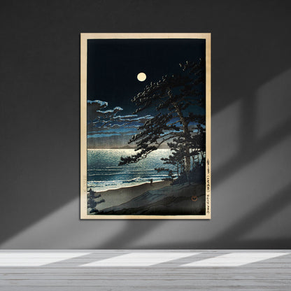 Flex Designs Metal Poster Spring Moon at Ninomiya Beach by Kawase Hasui 5 x 7" Home Goods - Artist Artwork  Metal Poster