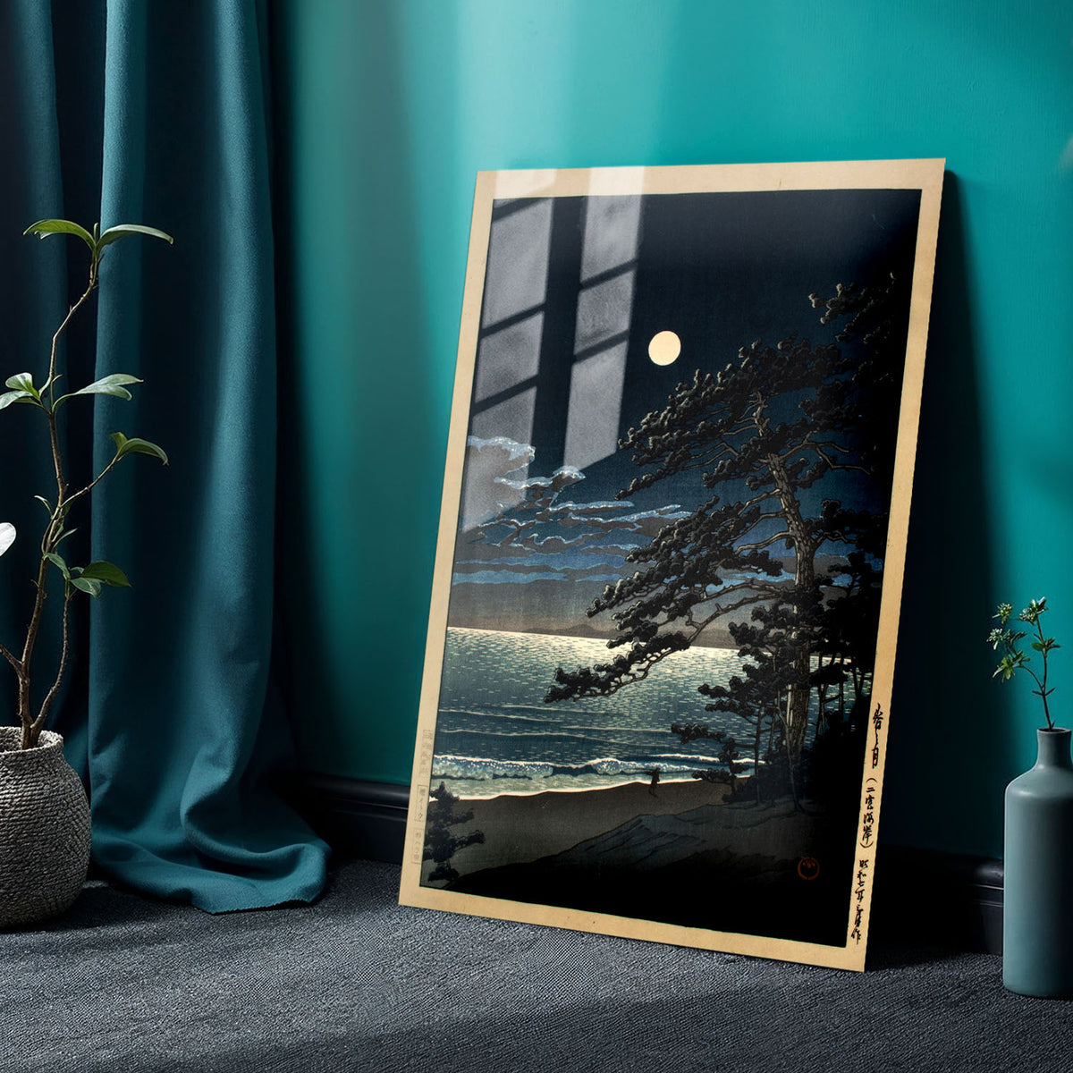 Flex Designs Metal Poster Spring Moon at Ninomiya Beach by Kawase Hasui 24 x 36" Home Goods - Artist Artwork  Metal Poster