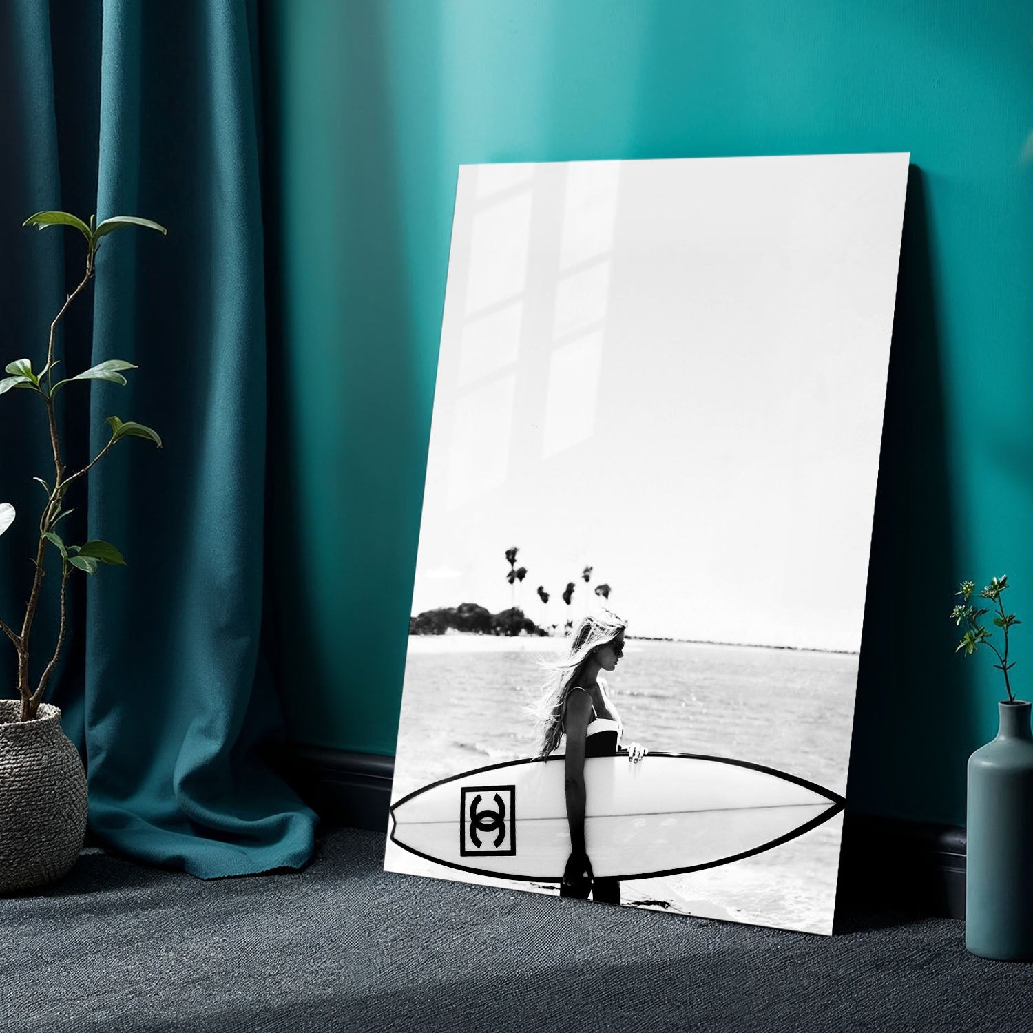 Flex Designs Metal Poster Chanel Surfer White 24 x 36" Home Goods - Designer  Metal Poster