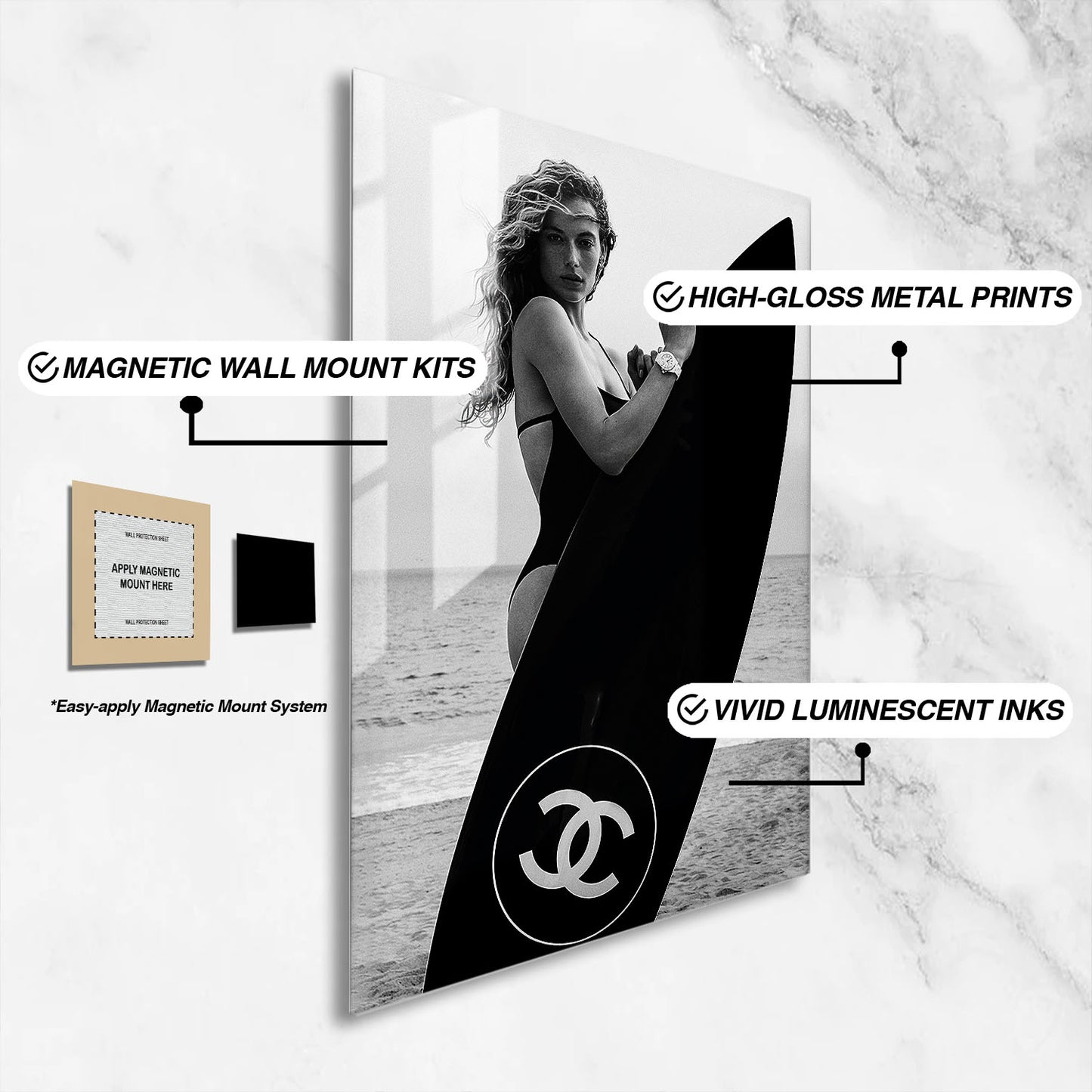 Flex Designs Metal Poster Chanel Surfer 16 x 24" Home Goods - Designer  Metal Poster
