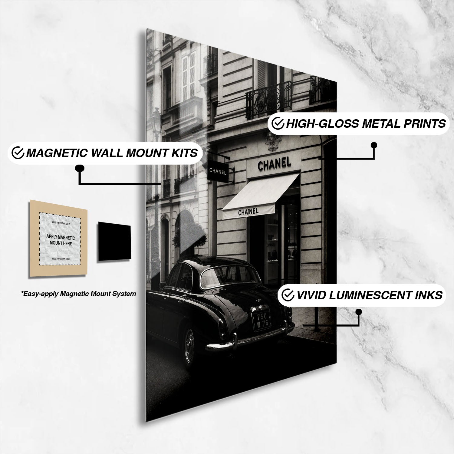 Flex Designs Metal Poster Le Noir Chanel Paris 16 x 24" Home Goods - Designer  Metal Poster