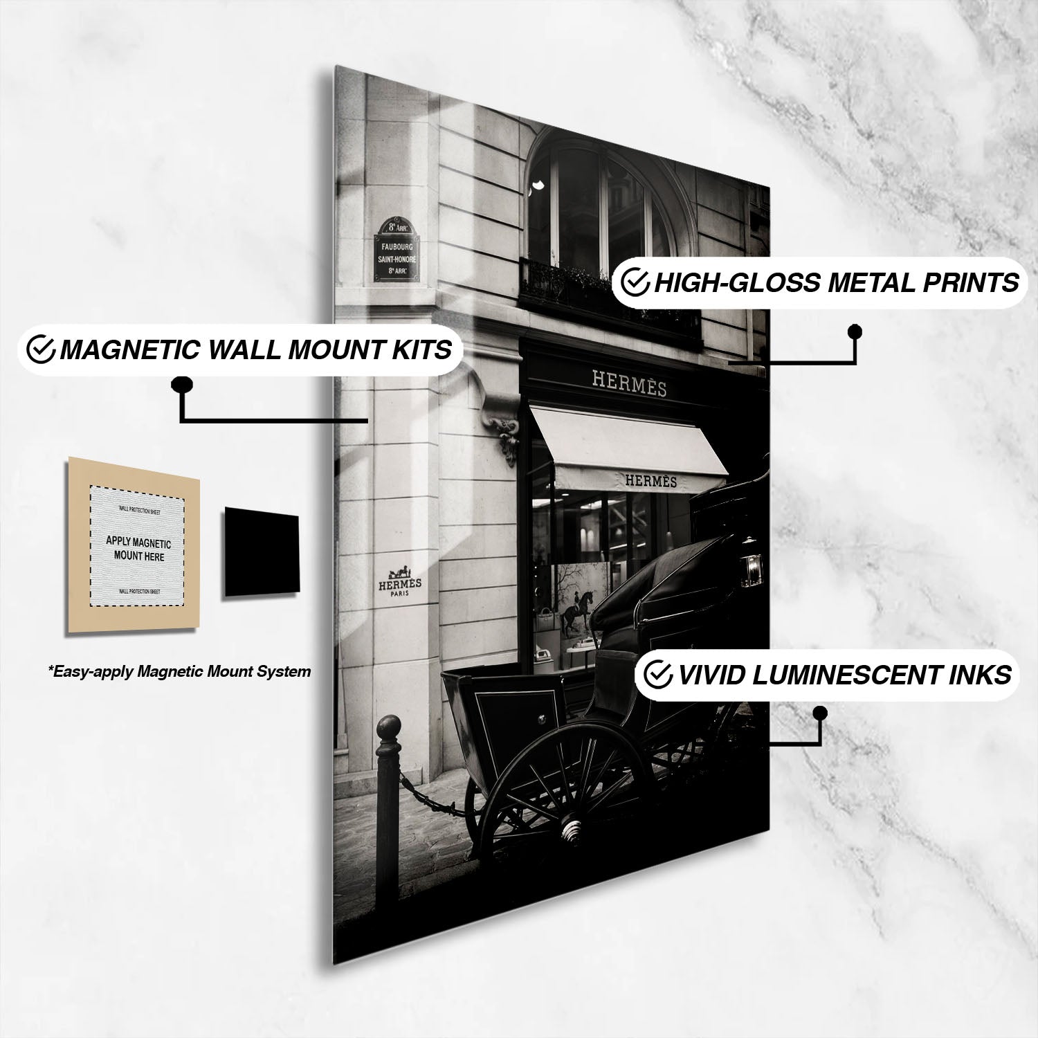 Flex Designs Metal Poster Le Noir Hermes Paris 16 x 24" Home Goods - Designer  Metal Poster
