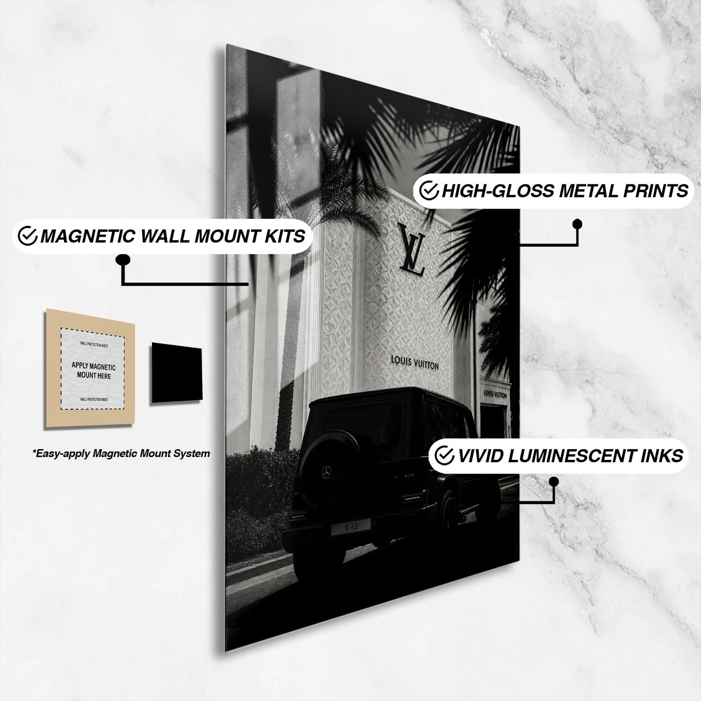 Flex Designs Metal Poster Noir Louis G-Wagon 16 x 24" Home Goods - Designer  Metal Poster