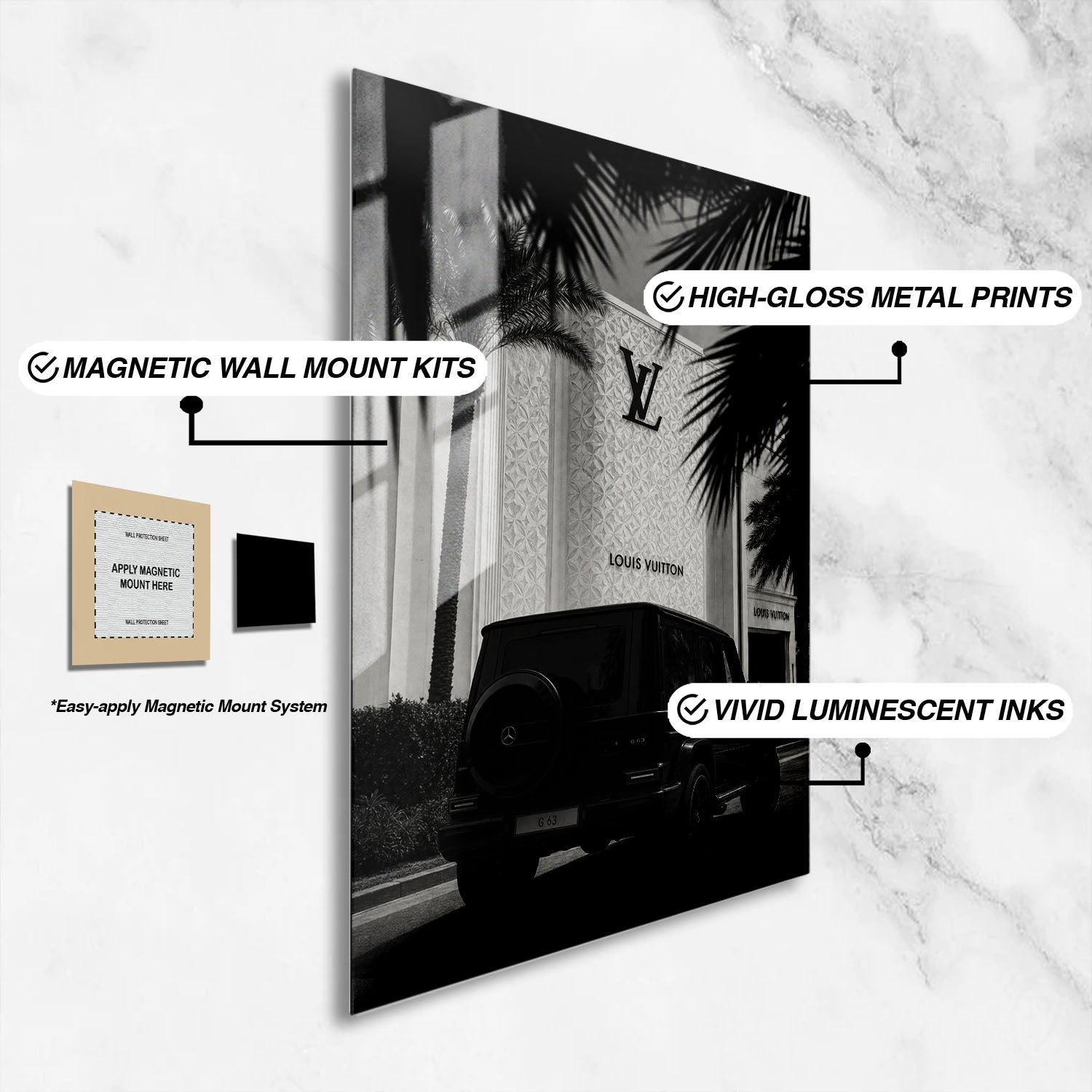 Flex Designs Metal Poster Noir Louis G-Wagon 16 x 24" Home Goods - Designer  Metal Poster