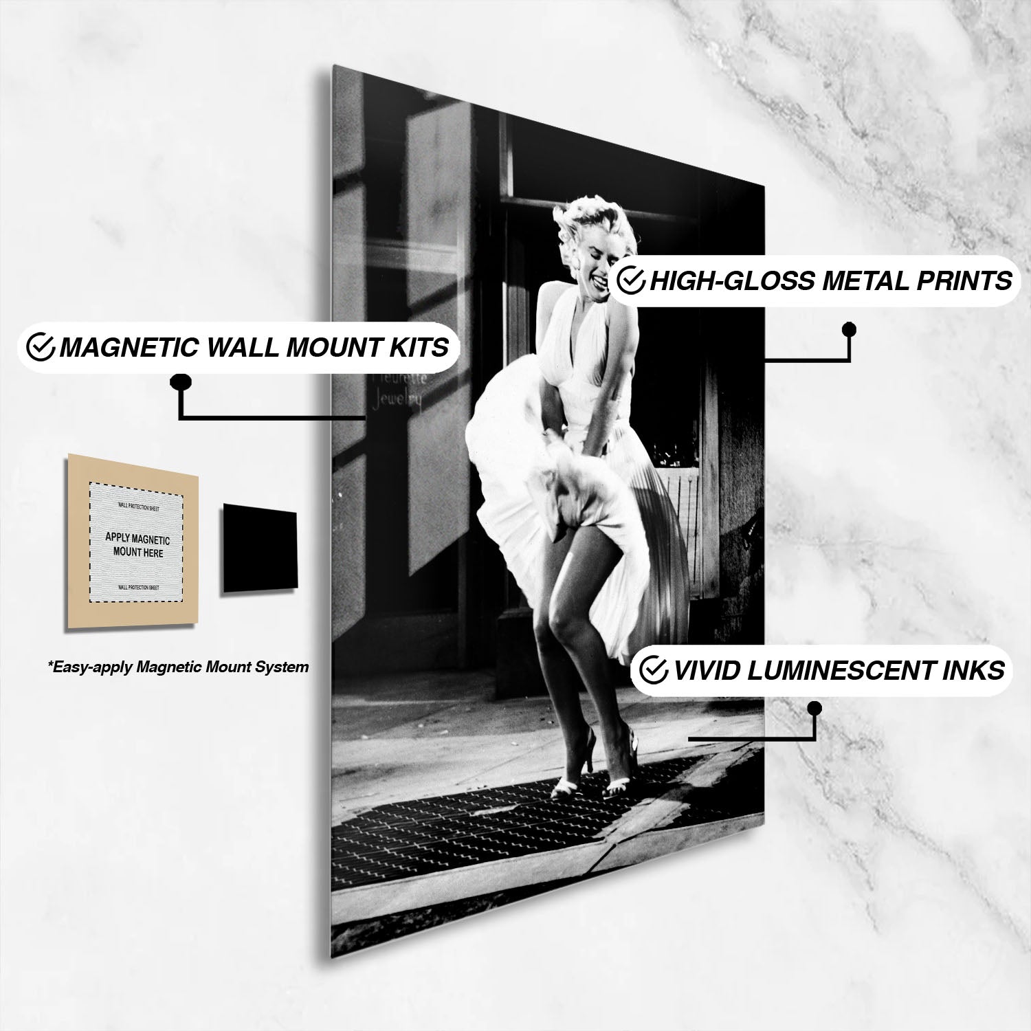 Flex Designs Metal Poster The Seven Year Itch Marilyn Monroe 16 x 24" Home Goods - Designer  Metal Poster