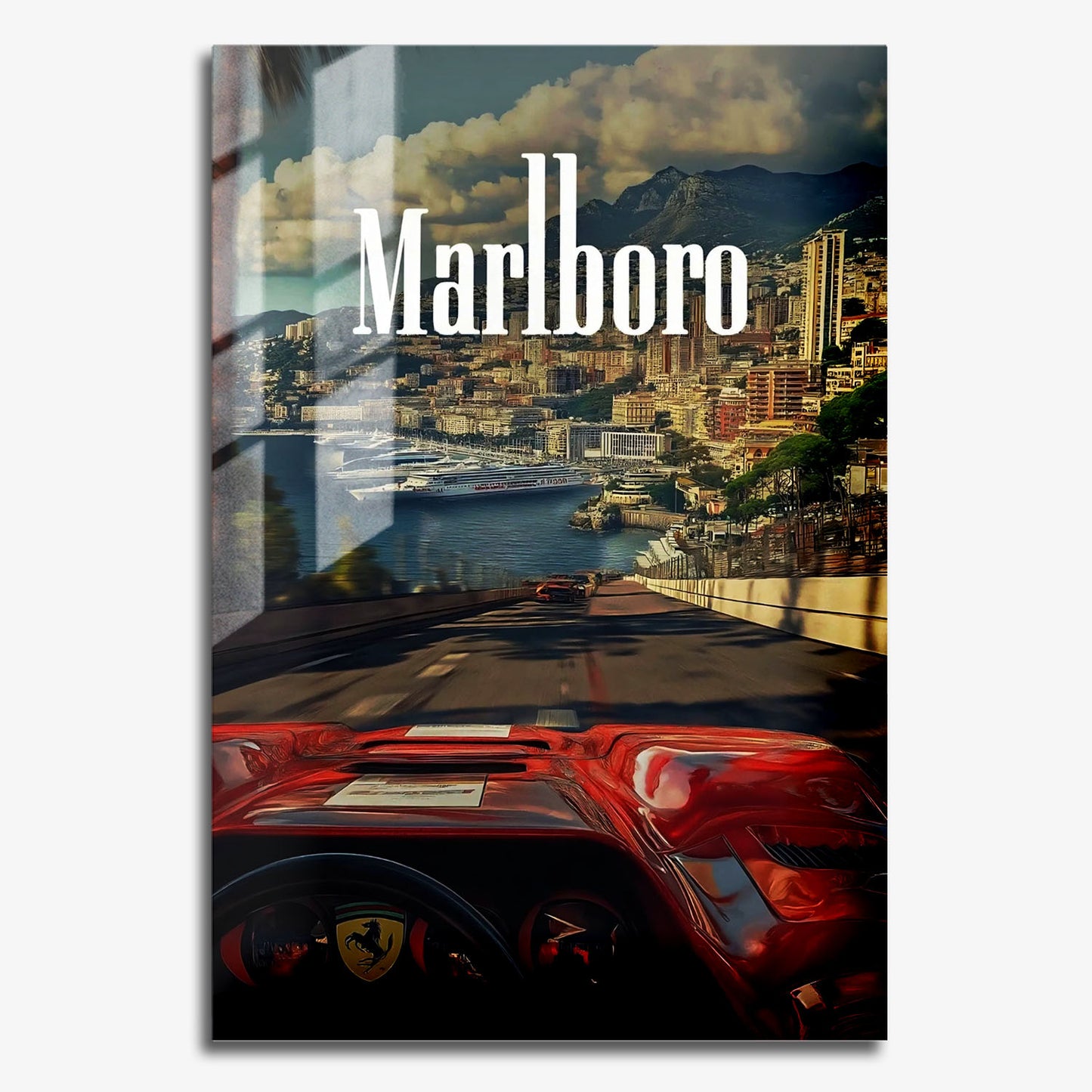 Flex Designs Metal Poster Classic Ferrari Monaco 11 x 17" Home Goods - Sports  Metal Poster