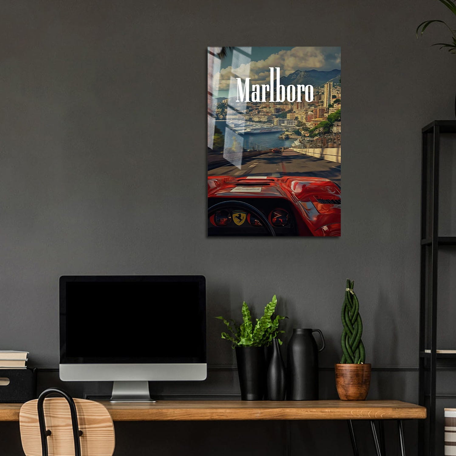 Flex Designs Metal Poster Classic Ferrari Monaco 24 x 36" Home Goods - Sports  Metal Poster