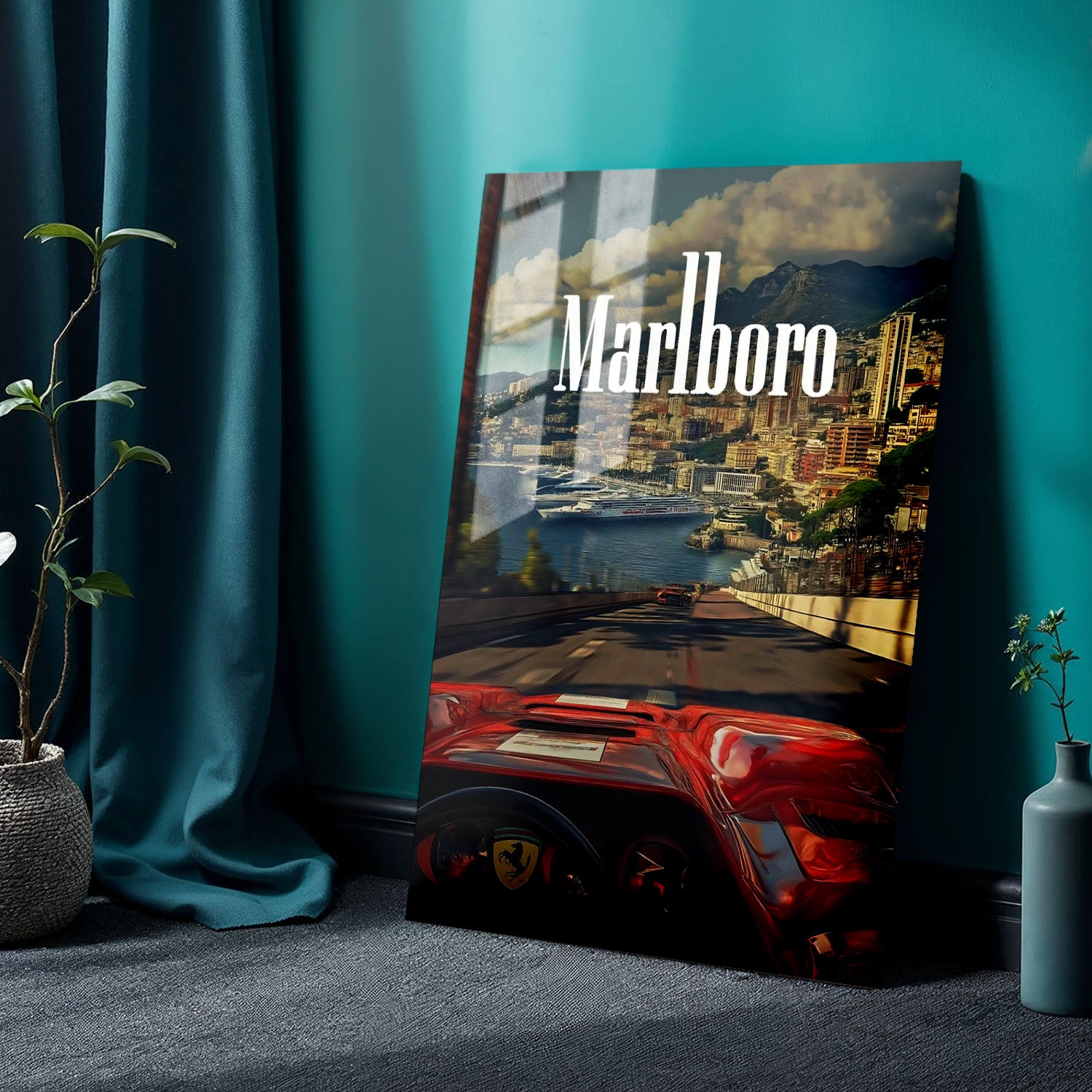 Flex Designs Metal Poster Classic Ferrari Monaco 24 x 36" Home Goods - Sports  Metal Poster