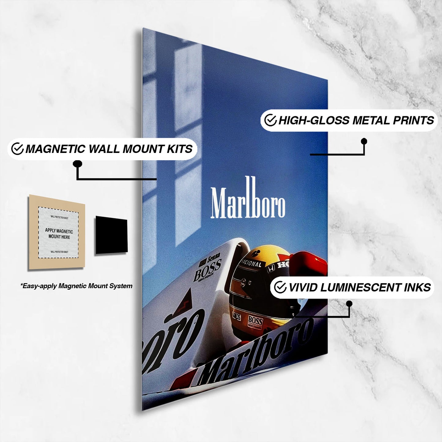 Flex Designs Metal Poster Classic Marlboro F1 16 x 24" Home Goods - Sports  Metal Poster