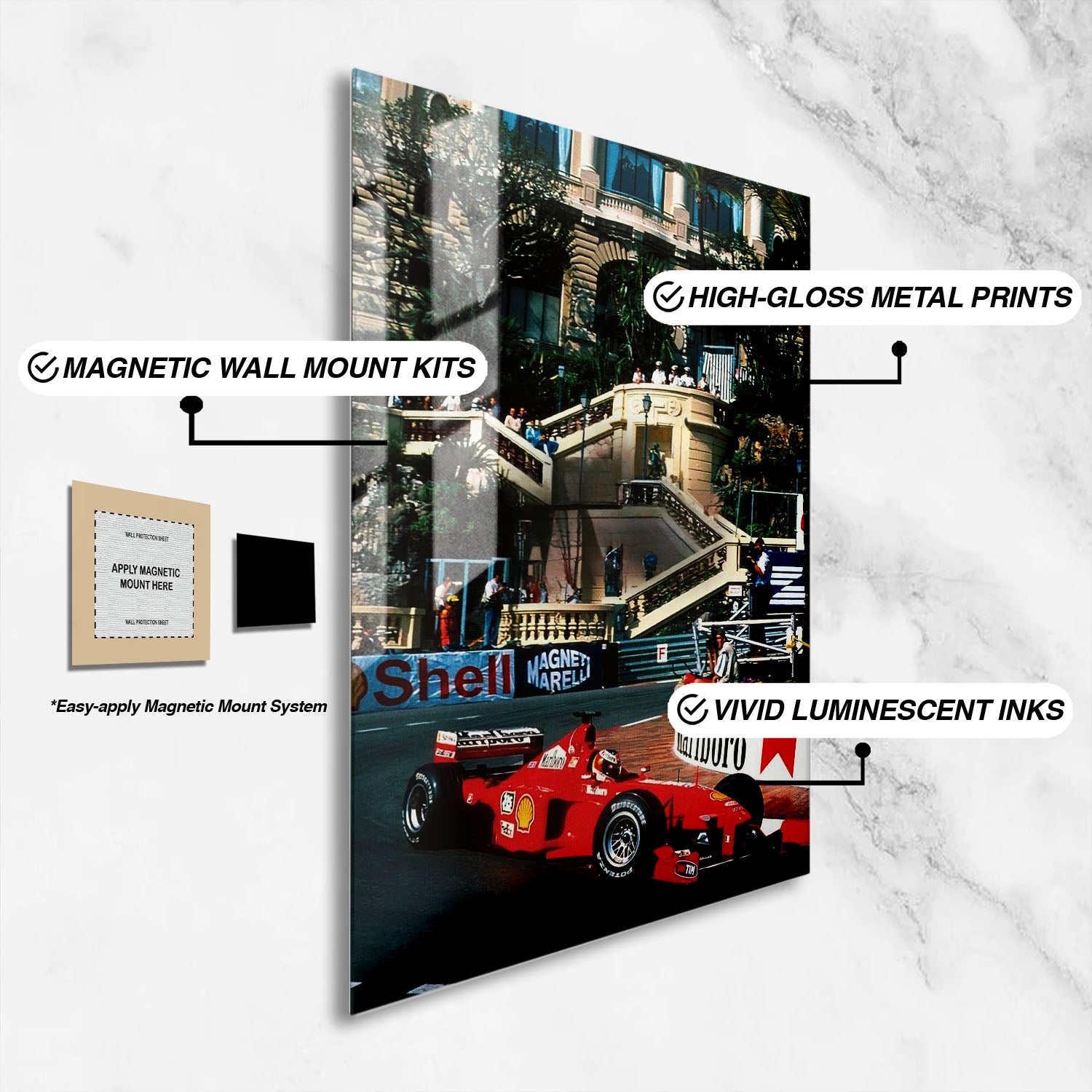 Flex Designs Metal Poster Monaco Grand Prix Ferrari 16 x 24" Home Goods - Sports  Metal Poster
