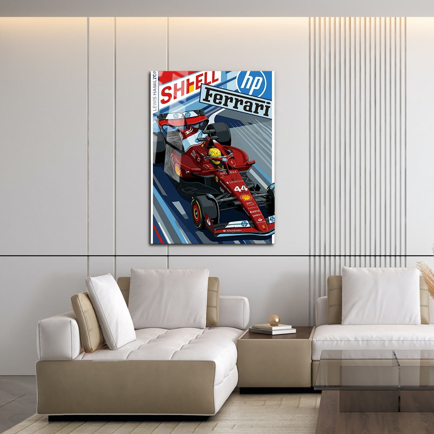 Flex Designs Metal Poster Lewis Hamilton Ferrari F1 Cartoonified 16 x 24" Home Goods - Sports  Metal Poster