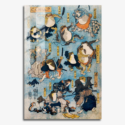 Flex Designs Metal Poster Samurai Frogs by Utagawa Kuniyoshi 11 x 17" Home Goods - Artist Artwork  Metal Poster