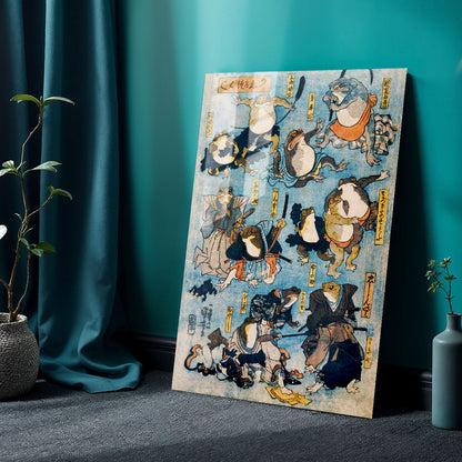 Flex Designs Metal Poster Samurai Frogs by Utagawa Kuniyoshi 24 x 36" Home Goods - Artist Artwork  Metal Poster
