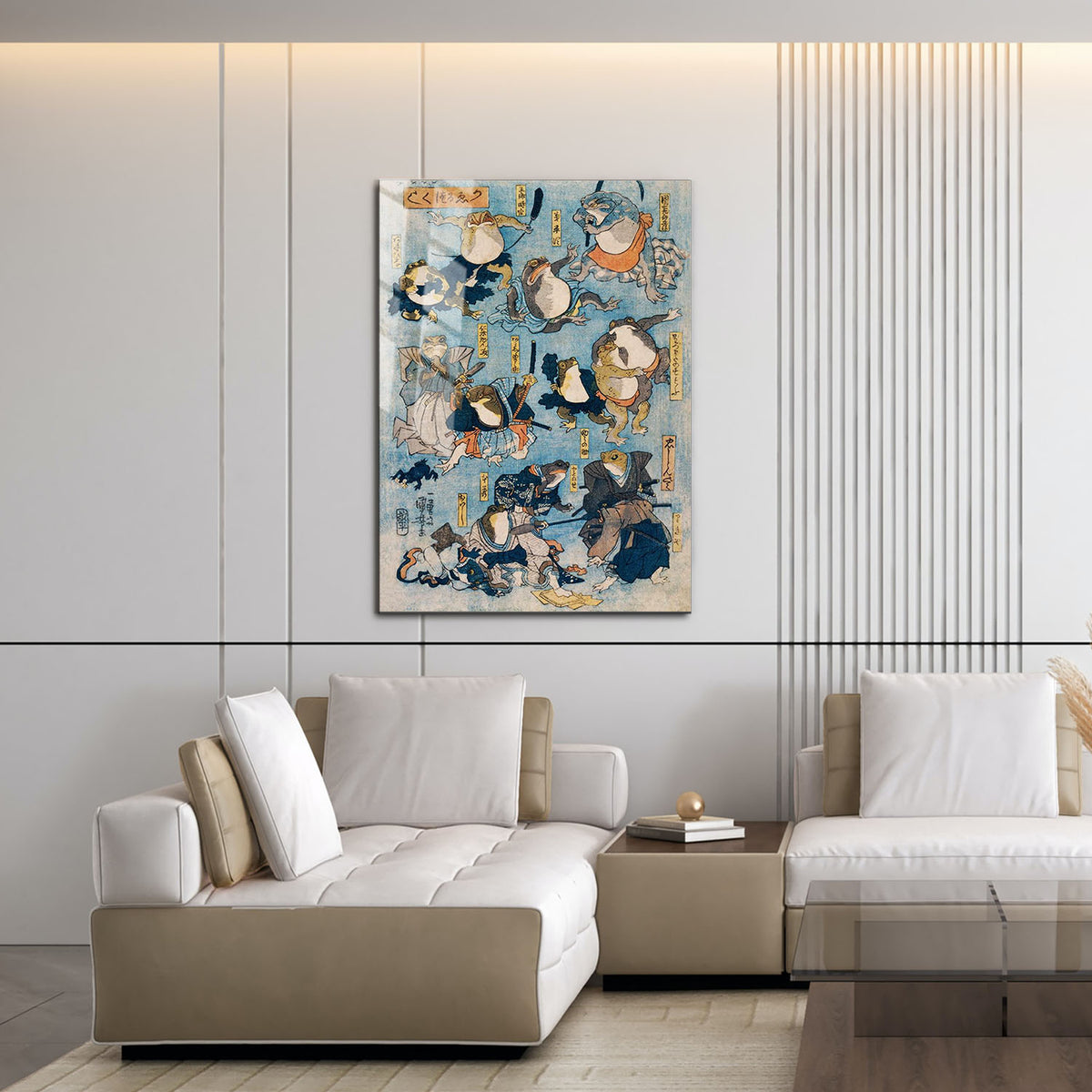 Flex Designs Metal Poster Samurai Frogs by Utagawa Kuniyoshi 16 x 24" Home Goods - Artist Artwork  Metal Poster