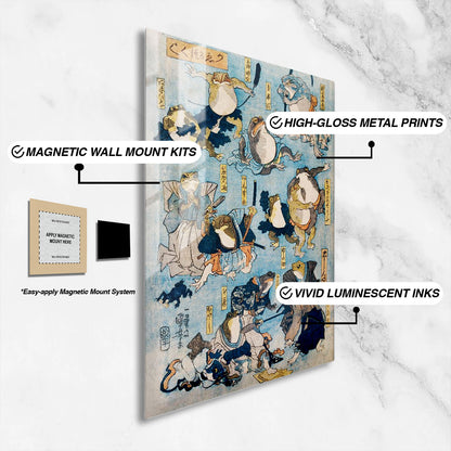 Flex Designs Metal Poster Samurai Frogs by Utagawa Kuniyoshi 16 x 24" Home Goods - Artist Artwork  Metal Poster