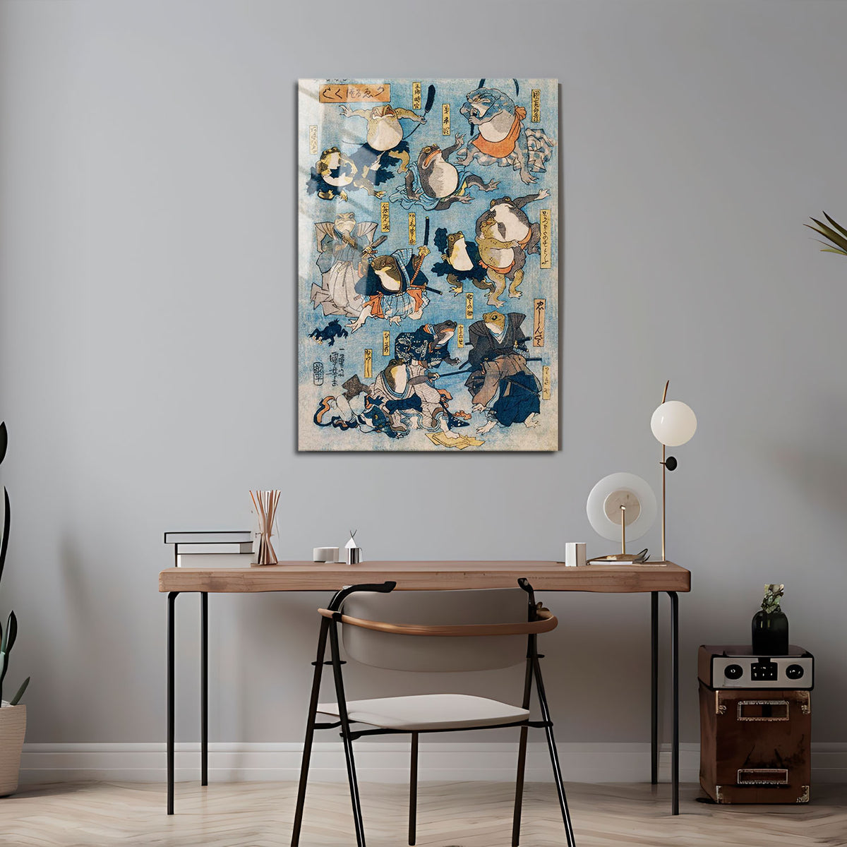 Flex Designs Metal Poster Samurai Frogs by Utagawa Kuniyoshi 5 x 7" Home Goods - Artist Artwork  Metal Poster