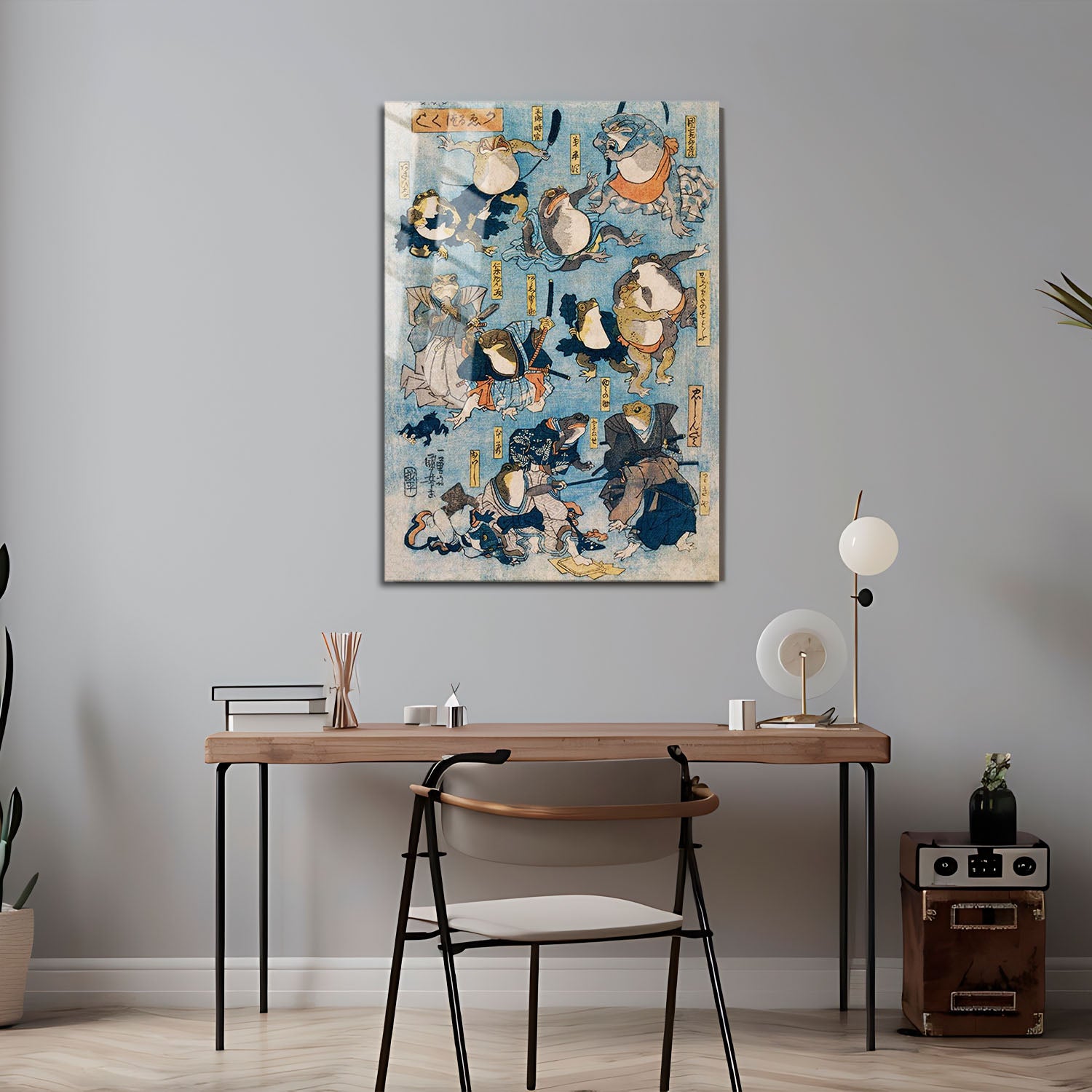 Flex Designs Metal Poster Samurai Frogs by Utagawa Kuniyoshi 5 x 7" Home Goods - Artist Artwork  Metal Poster
