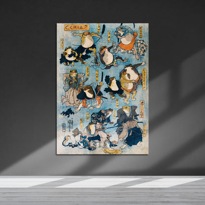 Flex Designs Metal Poster Samurai Frogs by Utagawa Kuniyoshi 5 x 7" Home Goods - Artist Artwork  Metal Poster