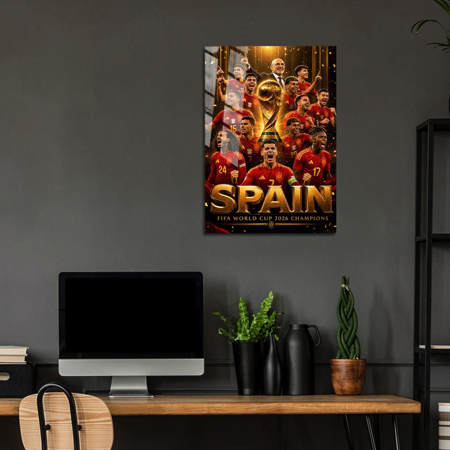 Flex Designs Metal Poster Spain FIFA World Champions 2026 24 x 36" Home Goods - Sports  Metal Poster