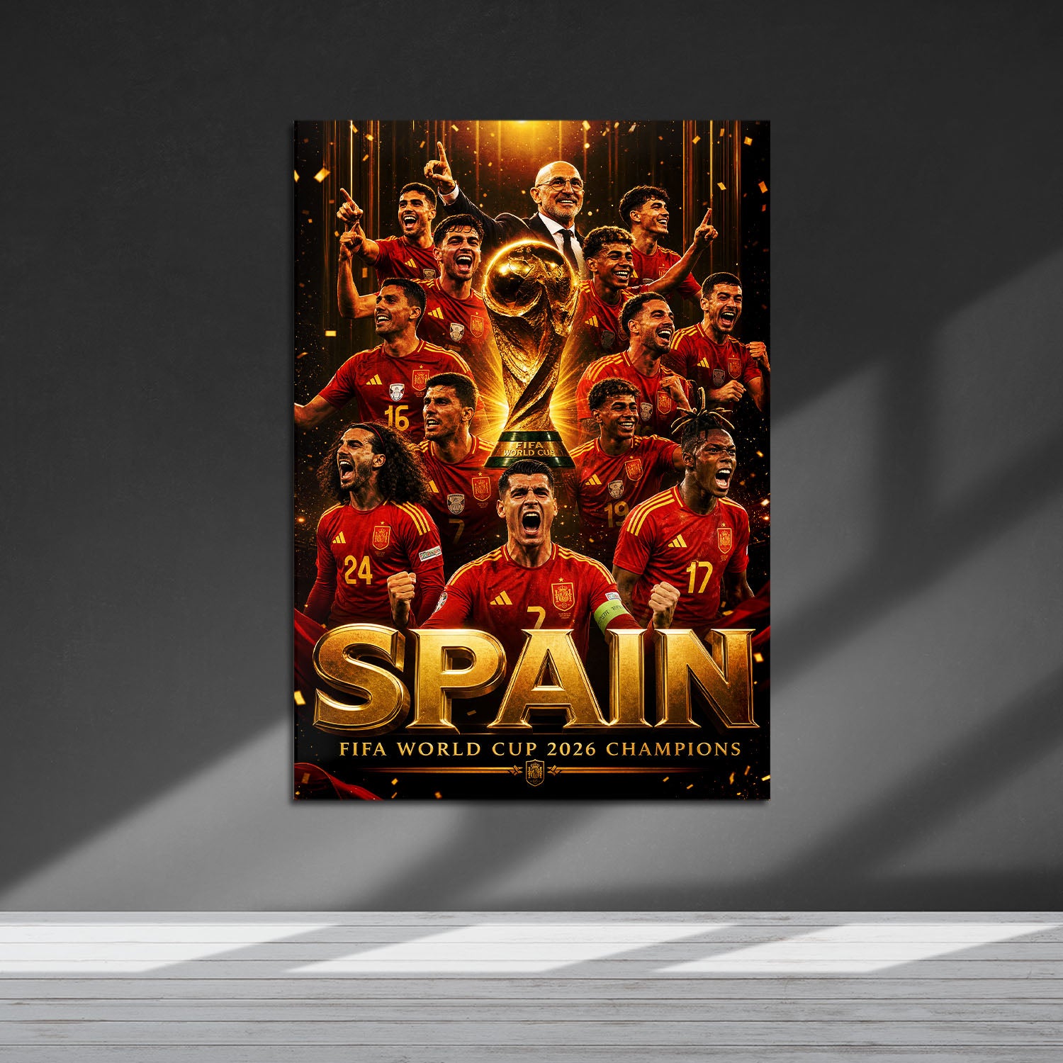 Flex Designs Metal Poster Spain FIFA World Champions 2026 5 x 7" Home Goods - Sports  Metal Poster