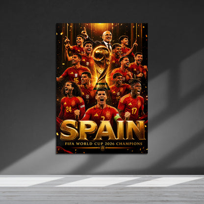 Flex Designs Metal Poster Spain FIFA World Champions 2026 5 x 7" Home Goods - Sports  Metal Poster