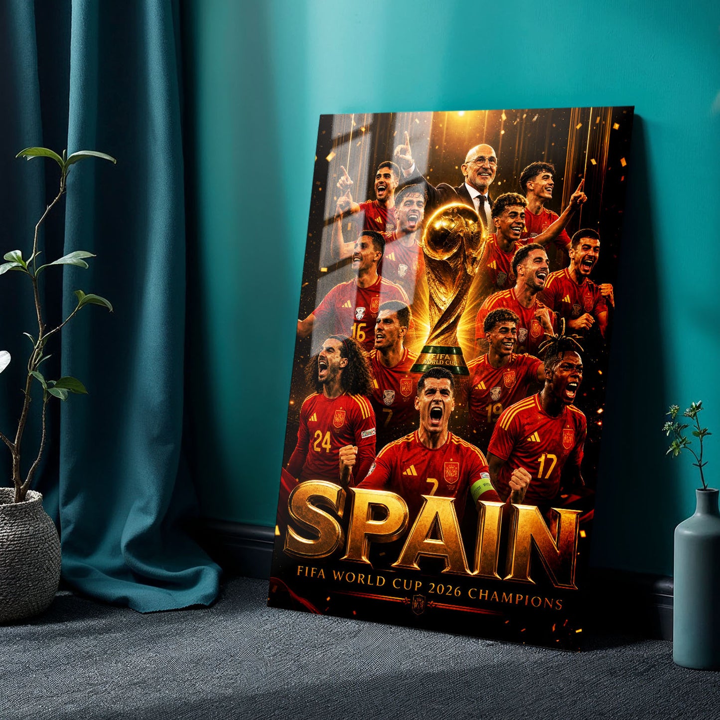 Flex Designs Metal Poster Spain FIFA World Champions 2026 24 x 36" Home Goods - Sports  Metal Poster