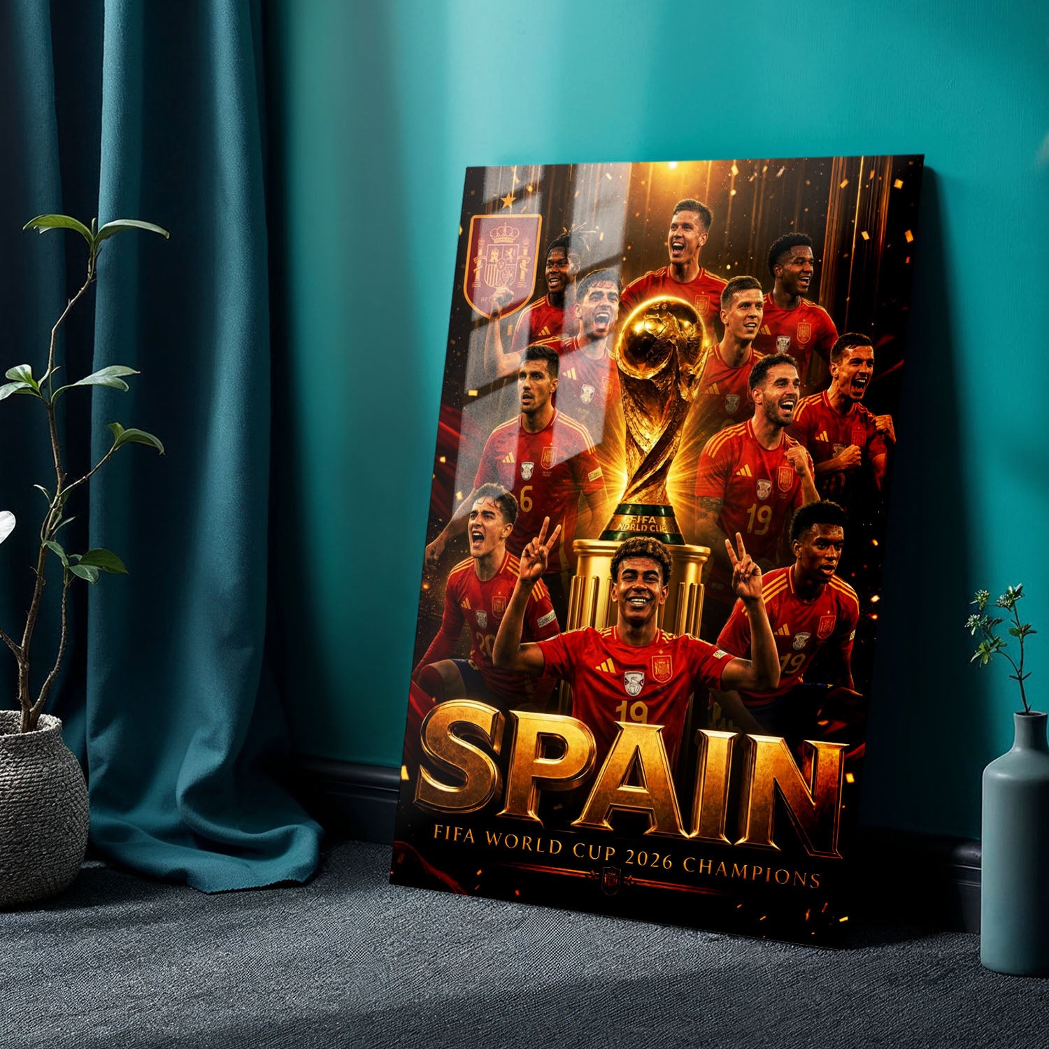 Flex Designs Metal Poster Lamine Yamal Spain FIFA Champions 2026 24 x 36" Home Goods - Sports  Metal Poster
