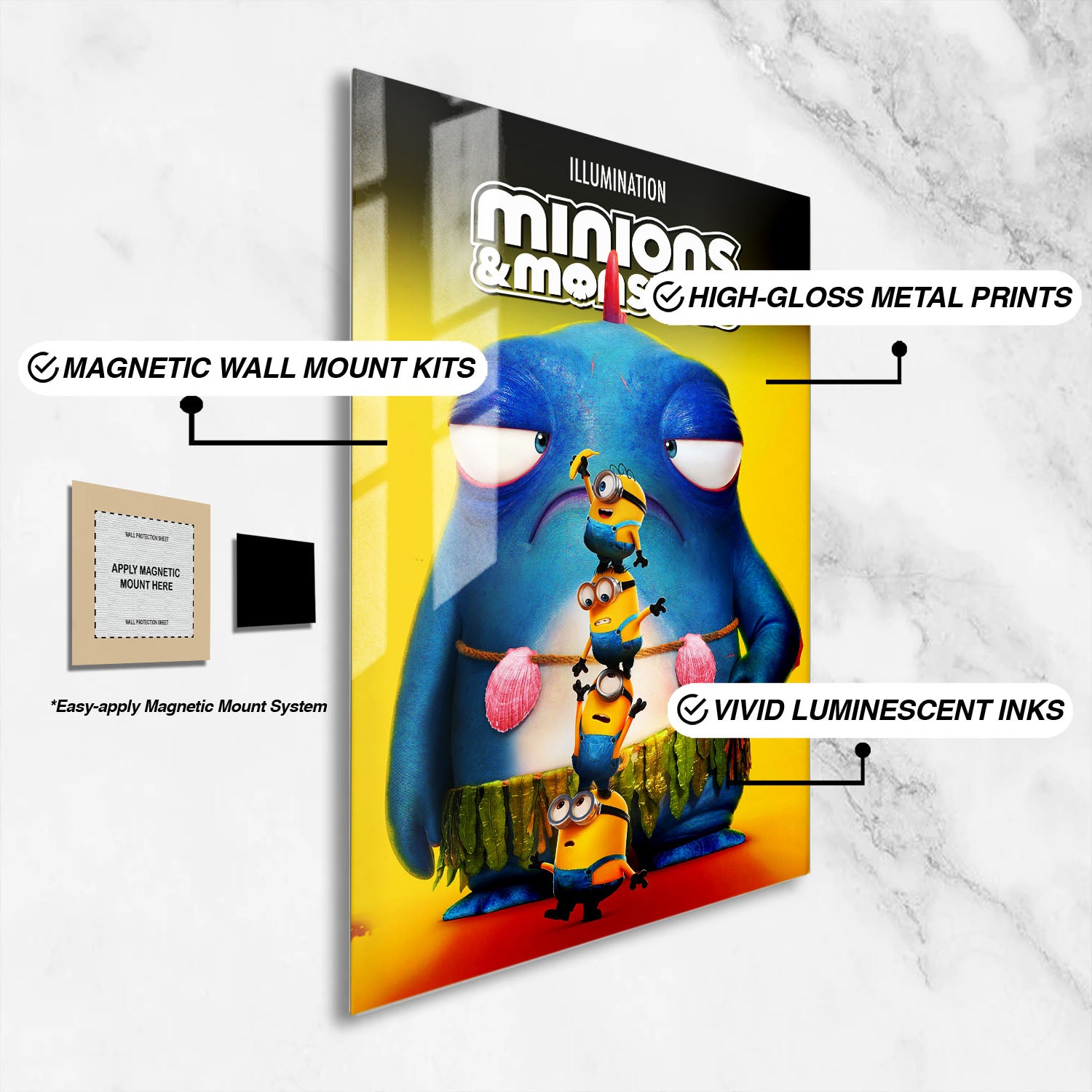 Flex Designs Metal Poster Minions & Monsters Theatrical 16 x 24" Home Goods - Movie 2026 Movie Metal Poster