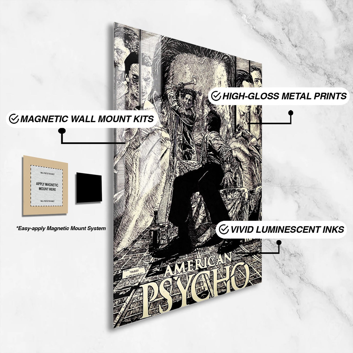 Flex Designs Metal Poster American Psycho Cartoon 16 x 24" Home Goods - Movie 2000 Movie Metal Poster