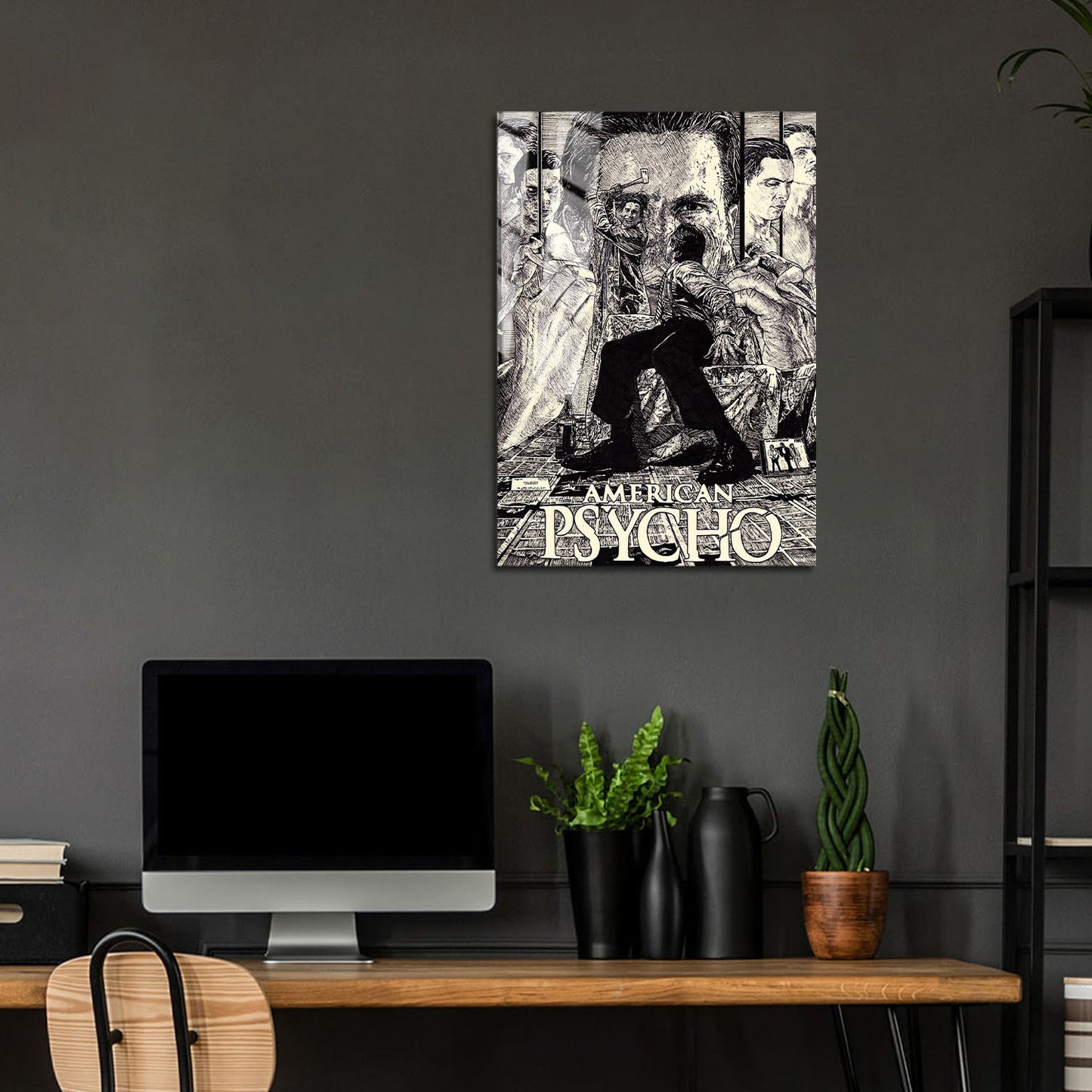 Flex Designs Metal Poster American Psycho Cartoon 24 x 36" Home Goods - Movie 2000 Movie Metal Poster