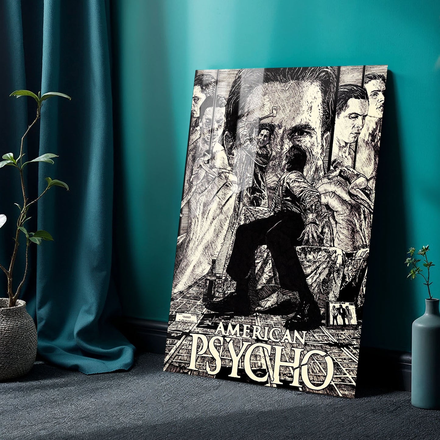 Flex Designs Metal Poster American Psycho Cartoon 24 x 36" Home Goods - Movie 2000 Movie Metal Poster