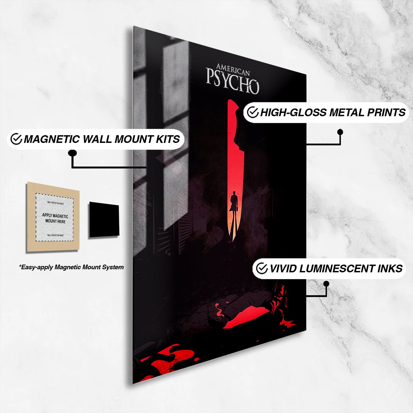 Flex Designs Metal Poster American Psycho Minimalist 16 x 24" Home Goods - Movie 2000 Movie Metal Poster