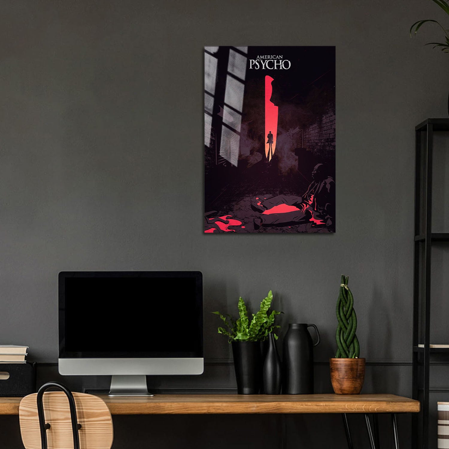 Flex Designs Metal Poster American Psycho Minimalist 24 x 36" Home Goods - Movie 2000 Movie Metal Poster