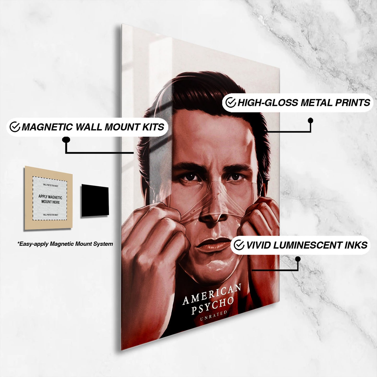 Flex Designs Metal Poster American Psycho Drawing 16 x 24" Home Goods - Movie 2000 Movie Metal Poster