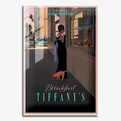 Flex Designs Metal Poster Breakfast at Tiffanys Cartoon 11 x 17" Home Goods - Movie 1961 Movie Metal Poster