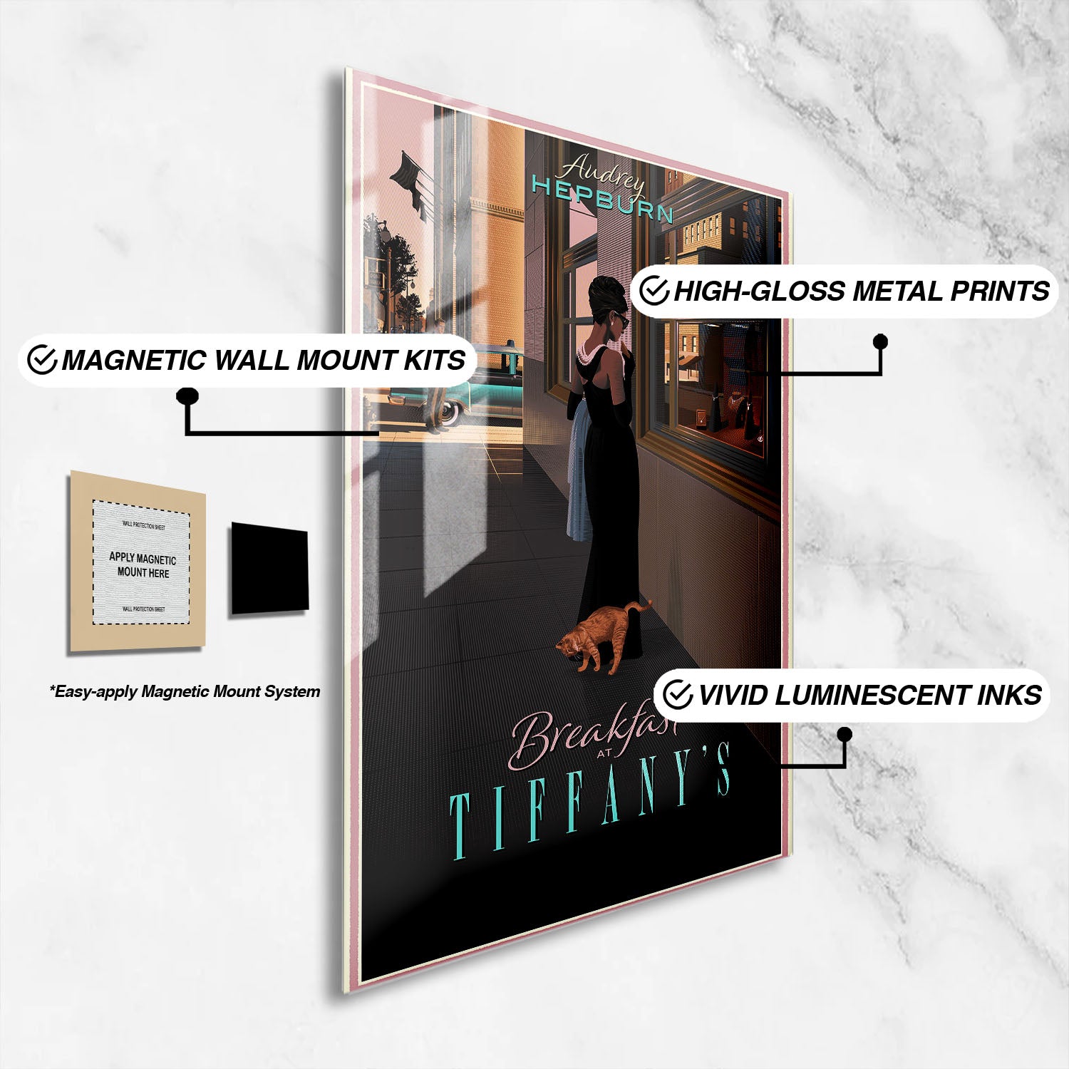 Flex Designs Metal Poster Breakfast at Tiffanys Cartoon 16 x 24" Home Goods - Movie 1961 Movie Metal Poster