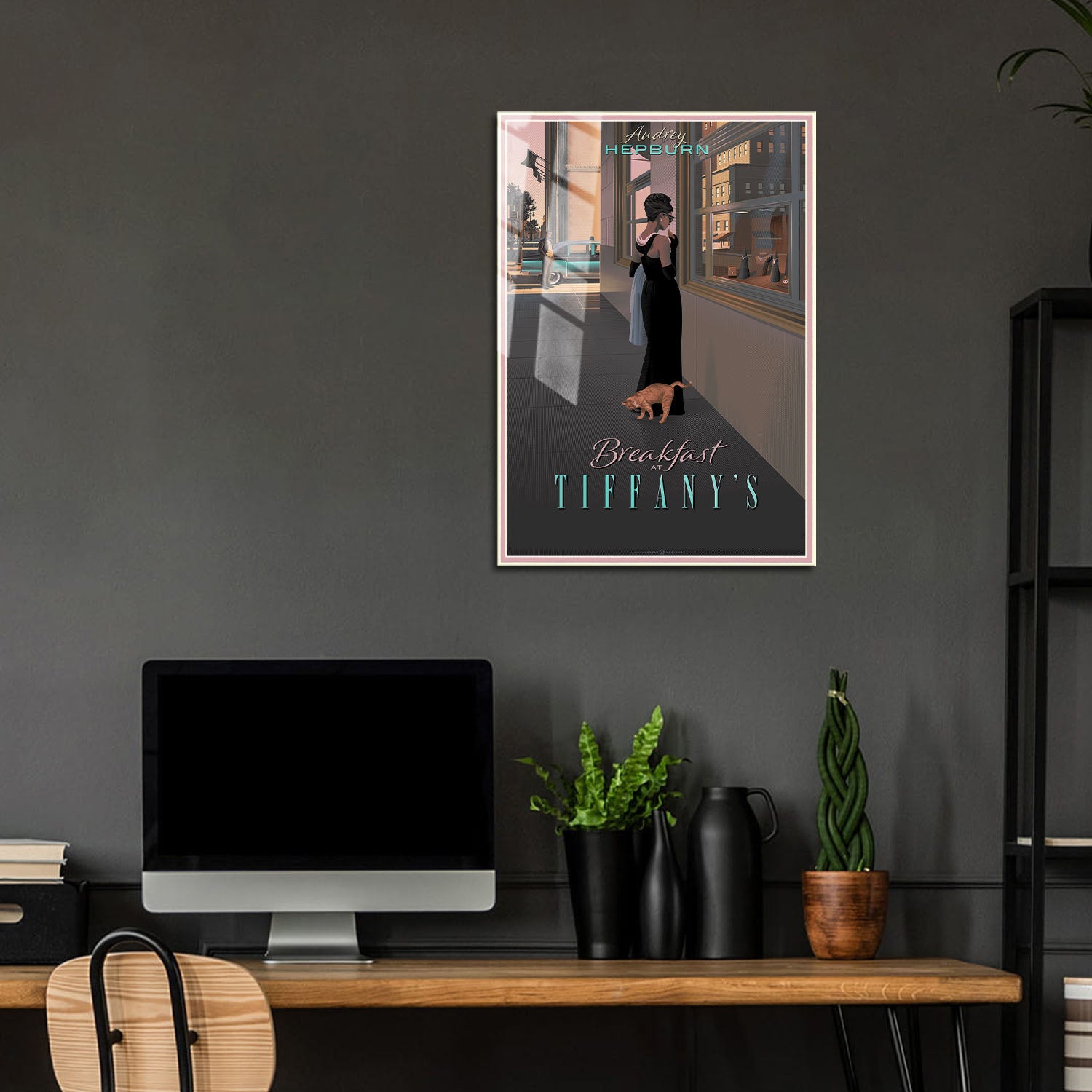 Flex Designs Metal Poster Breakfast at Tiffanys Cartoon 24 x 36" Home Goods - Movie 1961 Movie Metal Poster