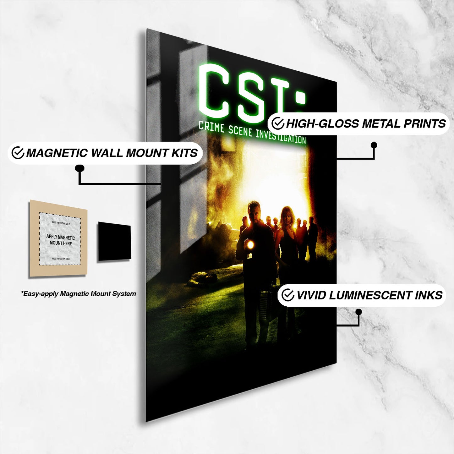 Flex Designs Metal Poster CSI Crime Scene Investigation 16 x 24" Home Goods - TV show 2000 TV show Metal Poster
