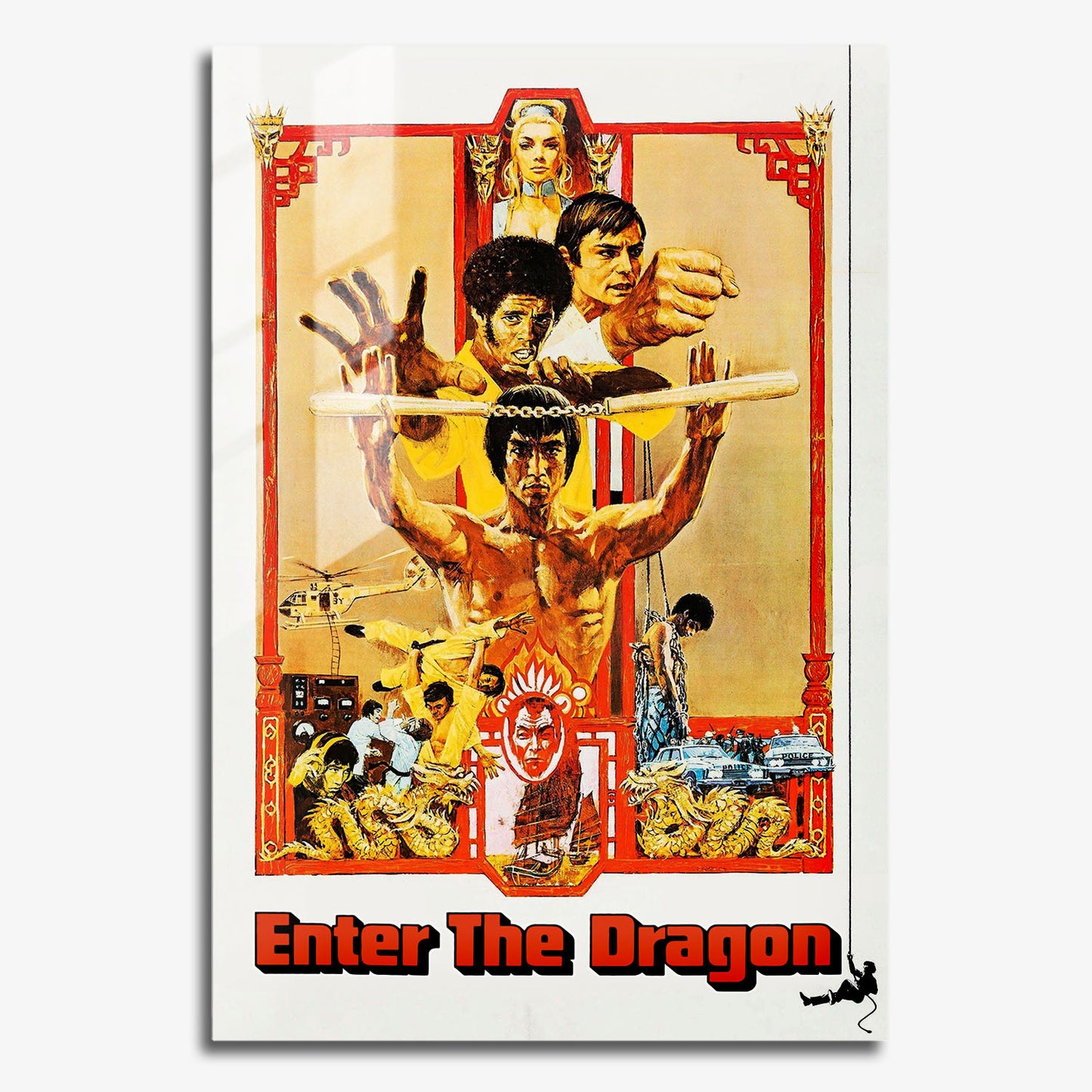 Flex Designs Metal Poster Enter the Dragon Cartoon 11 x 17" Home Goods - Movie 1973 Movie Metal Poster