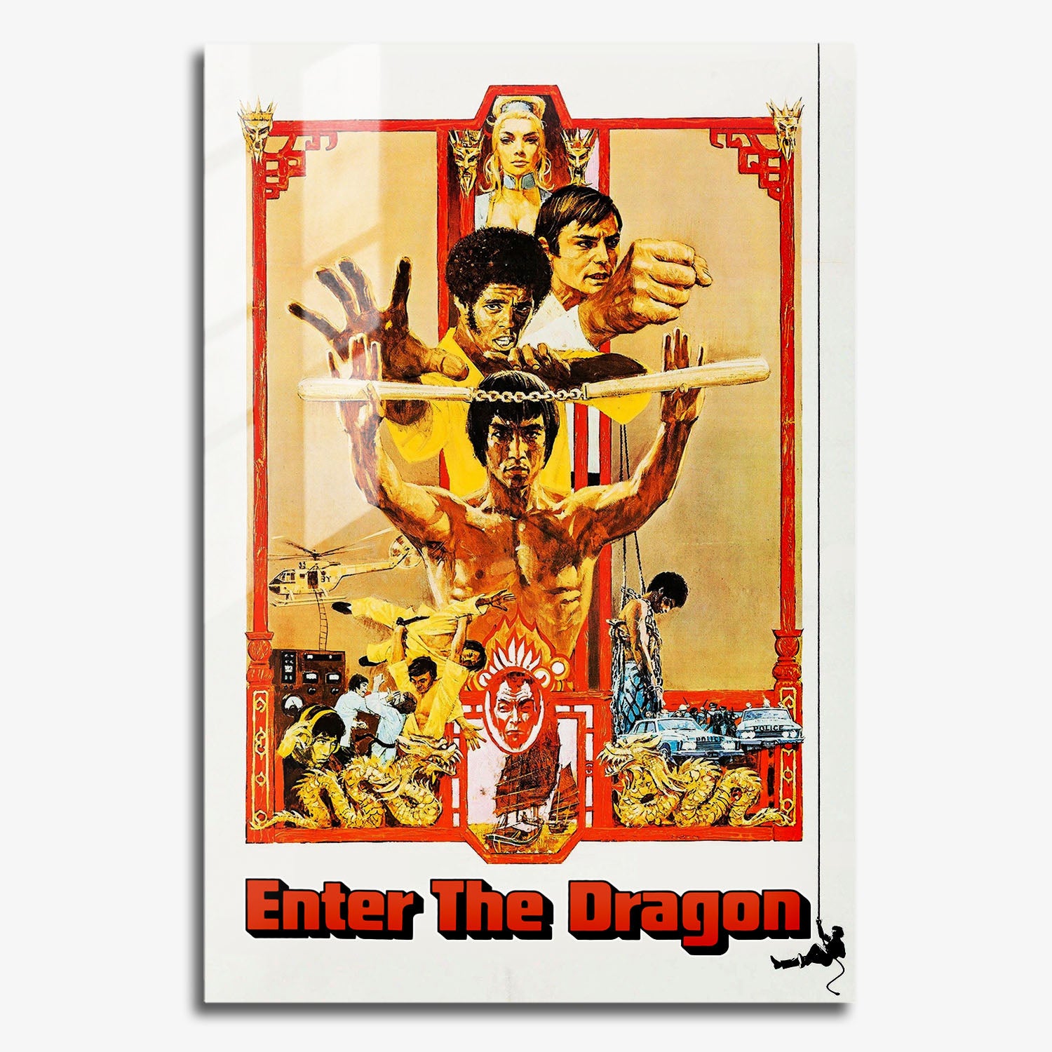 Flex Designs Metal Poster Enter the Dragon Cartoon 11 x 17" Home Goods - Movie 1973 Movie Metal Poster