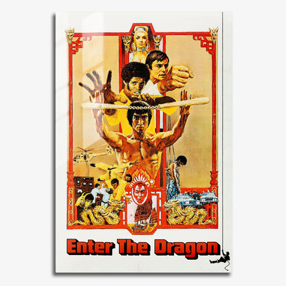 Flex Designs Metal Poster Enter the Dragon Cartoon 11 x 17" Home Goods - Movie 1973 Movie Metal Poster