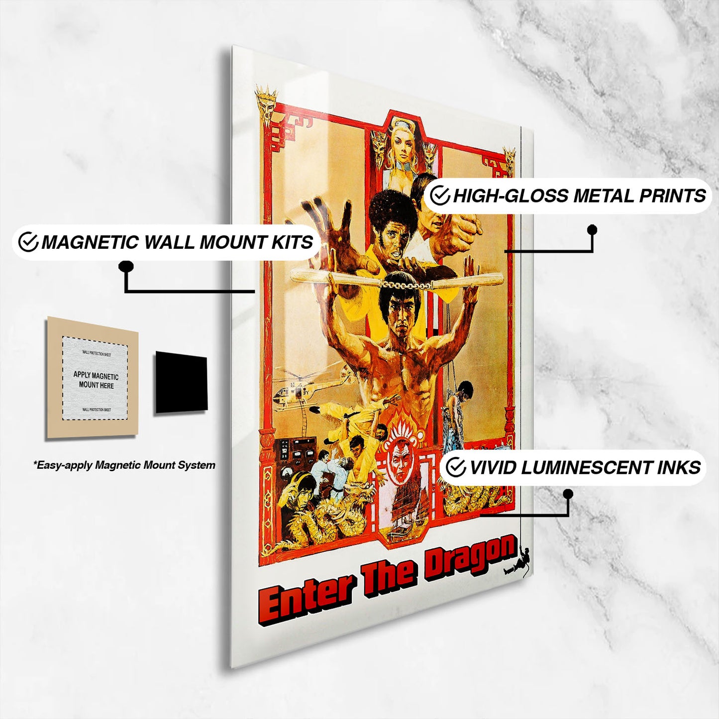Flex Designs Metal Poster Enter the Dragon Cartoon 16 x 24" Home Goods - Movie 1973 Movie Metal Poster