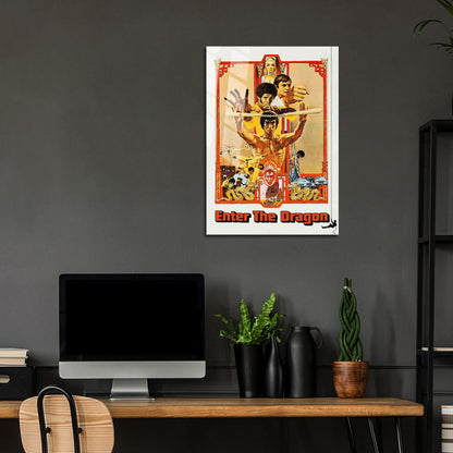 Flex Designs Metal Poster Enter the Dragon Cartoon 24 x 36" Home Goods - Movie 1973 Movie Metal Poster